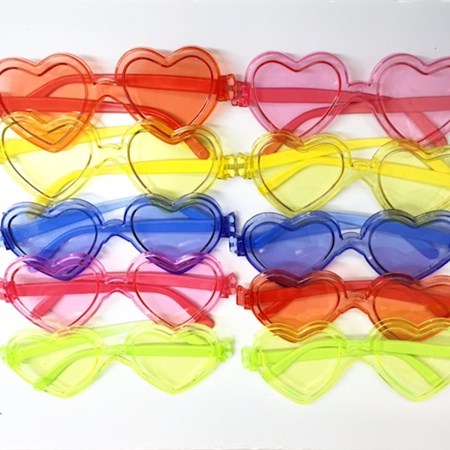 Óculos Coração Colorido c/ Lente 10 Unidades