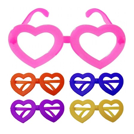 Óculos Coração colorido sem Lente 10 Unidades