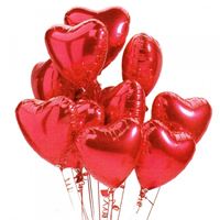 10 Balões de Gás Hélio Coração Vermelho Metalizado