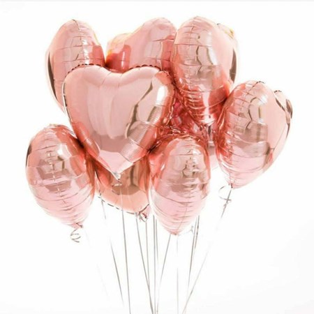 10 Unidades Balões De Coração Rose Gold Metalizado 45 Cm