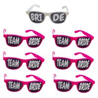 11 Oculos Escuro Pink Retro com Adesivo Bride e Team Bride na Lente